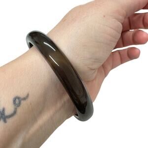 Vintage Polished Brown Agate Bangle Bracelet